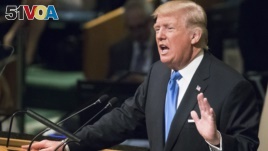 President Donald Trump speaks during the 72nd session of the United Nations General Assembly, Sept. 19, 2017. 