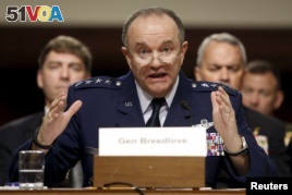 NATO commander U.S. Air Force Gen. Philip Breedlove is seen testifying at a Senate Armed Services Committee hearing on Capitol Hill in Washington, April 30, 2015.