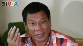 Rodrigo Duterte speaking after voting in the Philippine presidential race, which he won. The president-elect is now calling on citizens to take crime into their own hands, and shoot drug dealers if they refuse to be taken to police headquarters or threaten them with knives or guns. (AP Photo/Bullit Marquez)