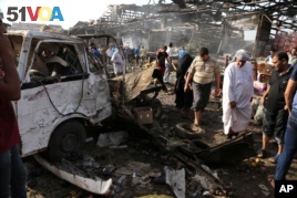 Some wreckage from a bomb explosion at a market in Baghdad, Iraq, August 13.