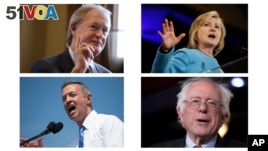 The Democratic candidates for the 2016 U.S. presidential elections are Lincoln Chafee, Hillary Clinton, Martin O'Malley and Bernie Sanders. 