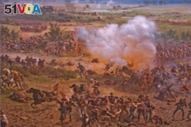 A scene from the 114-meter-wide Gettysburg Cyclorama painting. Pictured is 