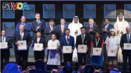 The Zayed Award Winners of 2017. Riziki Mwaka in red, black and blue representing Starehe Girls.