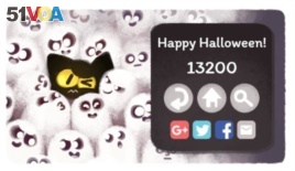 Google's Halloween doodle from 2016 featured a black cat fighting ghosts.