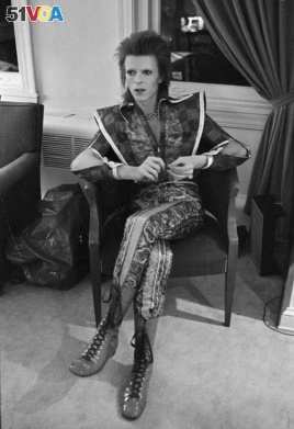 FILE - This is a Dec. 1, 1972 file photo of David Bowie in his Ziggy Stardust period pictured in Philadelphia, Pennsylvania. (AP Photo, Brian Horton, File)