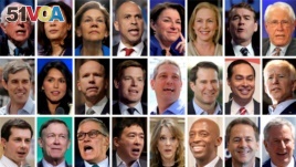 Twenty four 2020 Democratic presidential candidates are seen in a combination from file photos. 