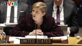 Samantha Power speaks to the UN Security Council after the sanctions vote.