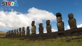 FILE - Statues named moai are seen on a hill at the Easter Island, Chile January 31, 2019. (REUTERS/Jorge Vega/File Photo)