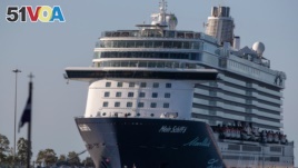 The Mein Schiff 6 cruise ship is docked at Piraeus port, near Athens, Greece, Sept. 29, 2020.
