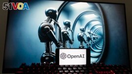 FILE - The OpenAI logo is seen displayed on a cell phone with an image on a computer screen generated by ChatGPT's Dall-E text-to-image model, Friday, Dec. 8, 2023, in Boston. (AP Photo/Michael Dwyer)