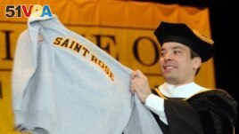 FILE - Jimmy Fallon attends the College of Saint Rose graduation in 2009. The college will close in May 2024 after years of financial struggles, officials said. (AP Photo/Hans Pennink, File)