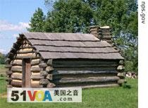 A copy of a log cabin built by soldiers at Valley Forge