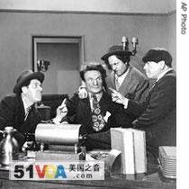 Emil Sitka, second from left, is shown in an undated studio photo with the Three Stooges, from left, Shemp Howard, Larry Fine and Moe Howard