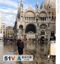 Saint Mark's Square in Venice is often flooded