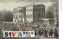 The crowd that celebrated at the White House after Andrew Jackson's inauguration in 1829