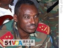 Gabre Yohannes Abate, Ethiopian troop commander in Somalia, watches during farewell ceremony which took place at the presidential palace,  13 Jan. 2009