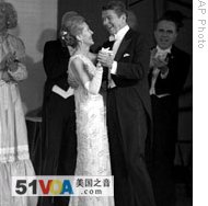 In this Jan. 20, 1981 file photo, President Ronald Reagan and his wife, Nancy, dance at an inaugural ball in Washington