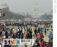 Crowds on Washington's National Mall one day before Barack Obama's inauguration, 19 Jan 2009