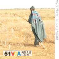 Senegalese man tends to barren field