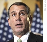 House Minority Leader, Republican John Boehner of Ohio speaks on Capitol Hill, 27 Jan 2009