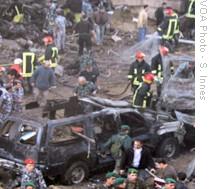 The scene of former Lebanese Prime Minister Rafik Hariri was assassinated in Beirut, 14 Feb 2005 