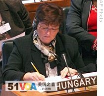 Klara Dobrev, Hungary's first lady at the Commission of the Status of Women conf. in New York, 05 MAR 2009