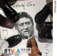 Pakistani lawyers stamp on a poster of President Pervez Musharraf with their shoes during an anti-Musharraf protest rally in Multan, 25 Mar 2008