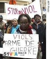 Hundreds of women demonstrate in central Brussels, Belgium, against women rape in the Democratic Republic of Congo, 26 Nov 2007 