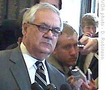 Rep. Barney Frank answers reporters' questions on Capitol Hill, 17 March 2009