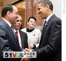 U.S. President Barack Obama (R), meets with Iraqi PM Nouri al-Maliki (L)in Baghdad, 07 Apr 2009