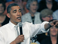 President Obama speaking about health care reform at a meeting in Shaker heights, Ohio Thursday
