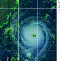 A satellite image of Typhoon Longwang as it nears Taiwan in 2005