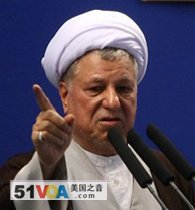 Iranian influential cleric and former president Akbar Hashemi Rafsanjani delivers his sermon during Friday prayers at Tehran University in the Iranian capital, 17 Jul 2009