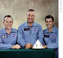 The crew of Apollo 1, from left, Virgil Grissom, Edward White and Roger Chaffee  