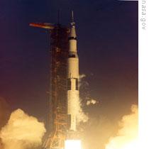 The launch of Apollo 12 took place in bad weather conditions