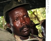 Joseph Kony, leader of the Lord's Resistance Army (LRA), answers journalists' questions in Ri-Kwamba, southern Sudan (2006 file photo)