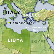 Map of Lampedusa, Italy
