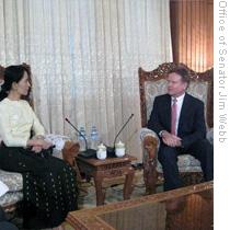 US Senator Jim Webb's meeting with Burmese opposition leader Aung San Suu Kyi in Rangoon, 15 Aug 2009