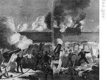 Confederate guns fire on Fort Sumter