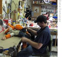 Jason von Hinezmeyer in his puppet workshop