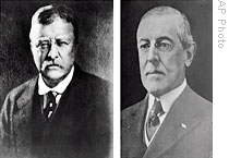 Theodore Roosevelt (L) won the Nobel Peace Prize in 1906; Woodrow Wilson (R)won in 1919. Barack Obama is now the 3rd sitting US president to win the award