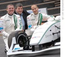 From left, Kerry Kirwan, Steve Maggs, James Meredith and the renewable race car
