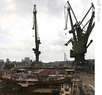 Shipyard in Gdansk, cradle of Poland's anti-communist Solidarity movement, has shrunk to a shadow of its communist-era self