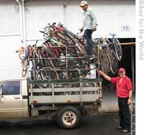 Bikes are delivered to San Jose, Honduras through the Bikes for the World program 