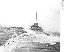 The boat William H. Truesdale in a storm on Lake Erie in the 1930s