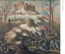Fighting on Lookout Mountain in Tennessee