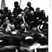 The only known photograph of President Lincoln, center, at the Civil War cemetery at Gettysburg