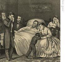 A print showing President Lincoln on his death bed