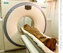 A mummy having a CT scan