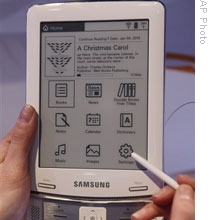 A Samsung e-reader on display at CES